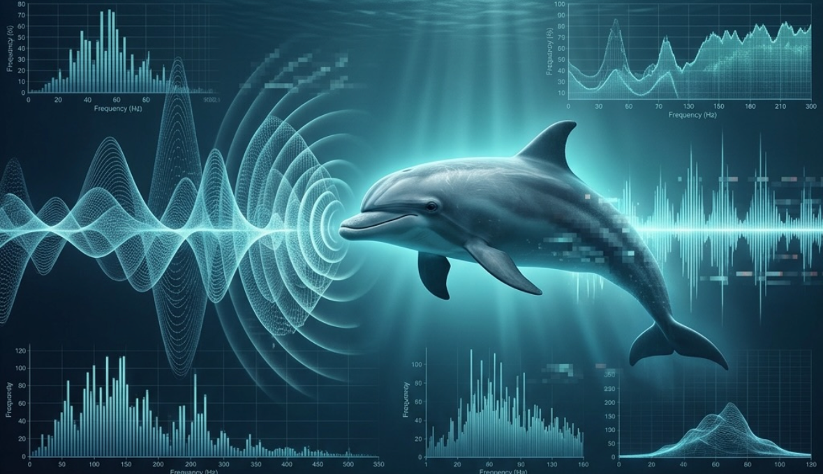 Delfín con ondas de sonido — comunicación y ecolocalización